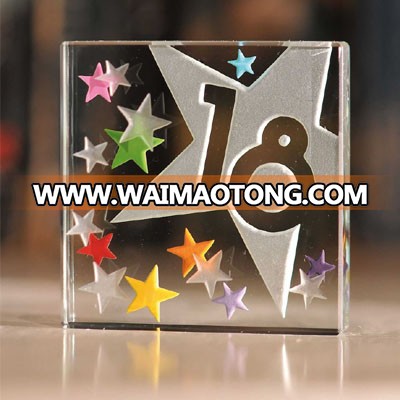 2017 hot new products wedding favors paperweight paperweights souvenir gifts 3d laser engraved crystal blank block selling