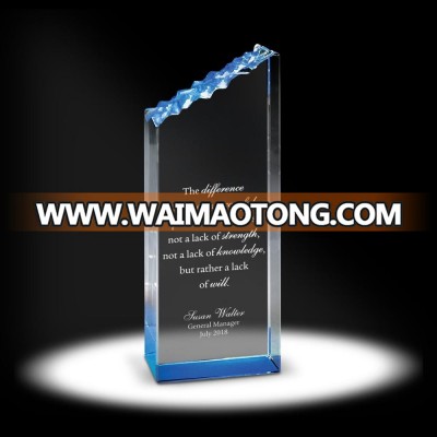 hot sell crystal glass trophy with different color coating for award