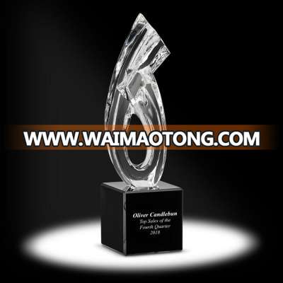 new fashion design crystal glass trophy with black base for award or decoration